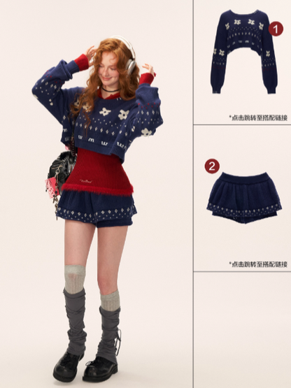 Cute Cat Ear Ribbed Knit Hoodie WE772 (Bold Red)