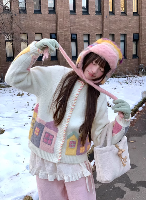 兰古渊 - "Little House" Hand-crocheted Cardigan