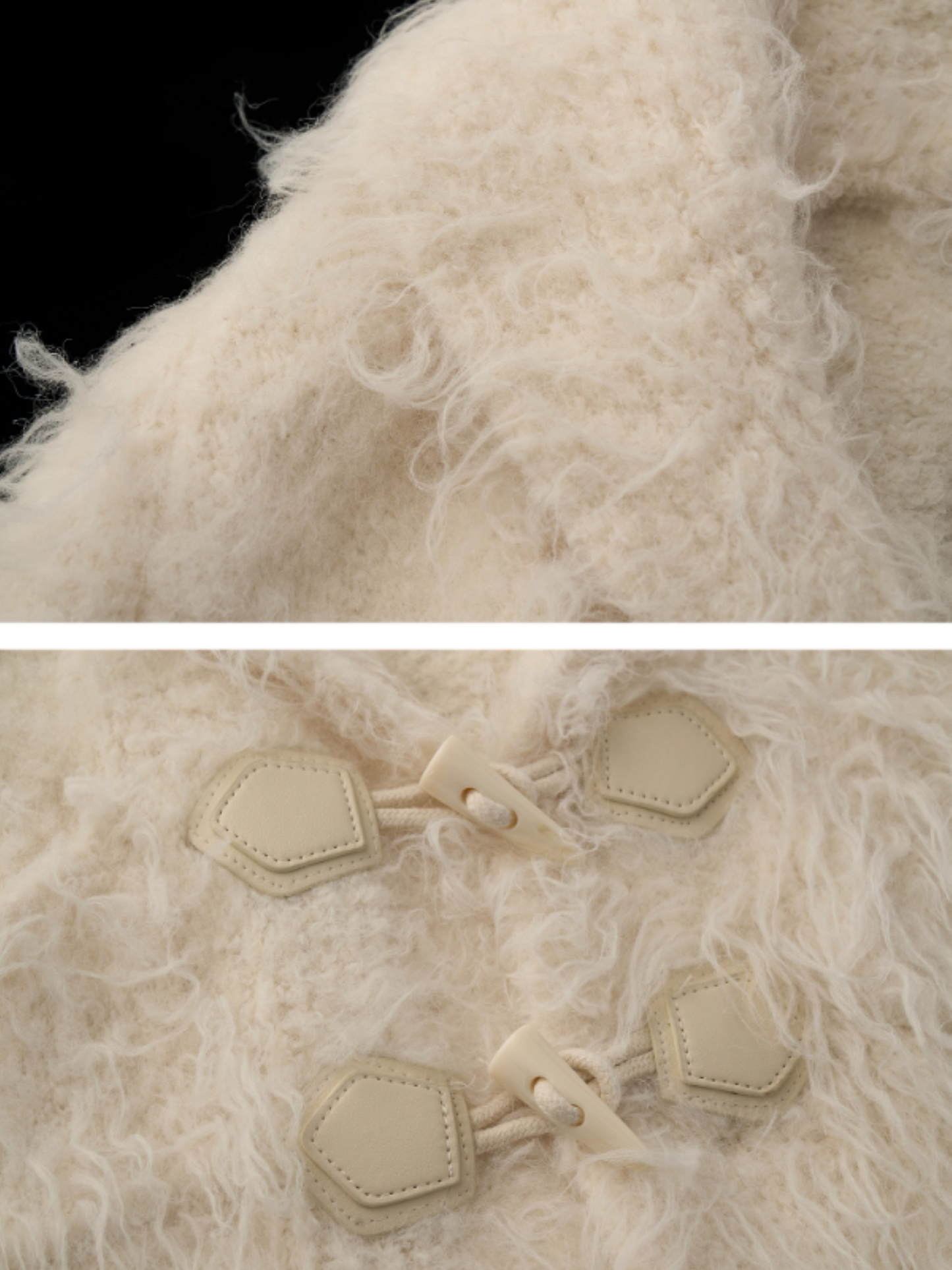 MAMC - Oversized White Loop-Knit Collared Cardigan WE902