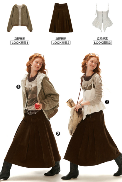 MAMC - Light Khaki Y2K Star Plaid Layered Knit Top