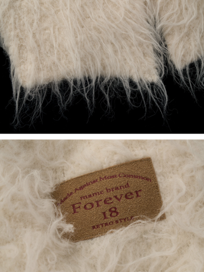 MAMC - Oversized White Loop-Knit Collared Cardigan WE902