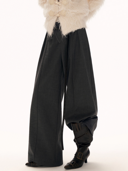 MAMC - Fleece-Lined Grey Relaxed Straight-Leg Trousers WE903