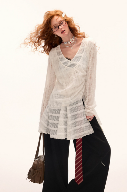 MAMC - Moonveil Layered V-Neck Top