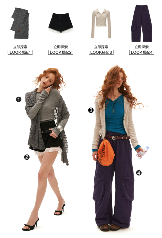 MAMC - Vintage Fitted Long-Sleeve Knit Top (Blue / Gray)