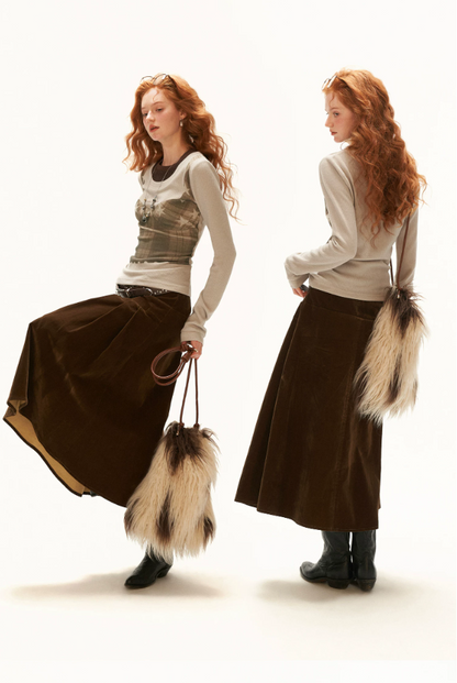 MAMC - Light Khaki Y2K Star Plaid Layered Knit Top
