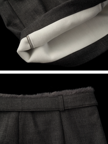 MAMC - Fleece-Lined Grey Relaxed Straight-Leg Trousers WE903