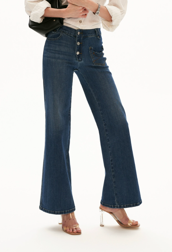Vintage Blue Wide-Leg Denim Jeans