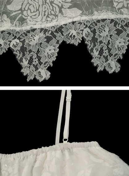 Ethereal White Lace Tiered Mini Dress WE996