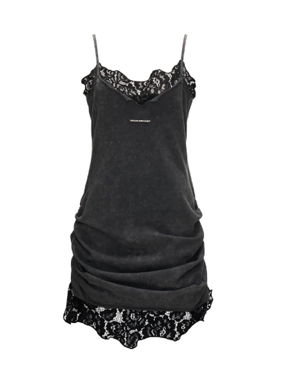MAMC - Washed Gray Lace Slip Dress