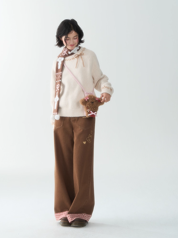 罐头士多所 - Peter Bunny & Pom-Pom Pup Sweater – Cute Oversized Knit Pullover for Fall