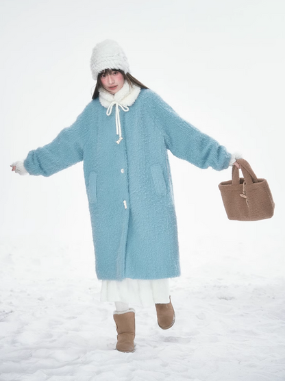 Frosted Blue Contrast-Fur Quilted Wool Coat BH2024456