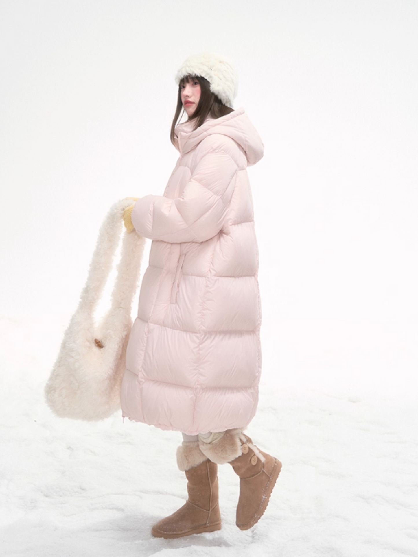 “Winter Variations” Cloud Puff Pink Reversible Long Down Coat LL2025294