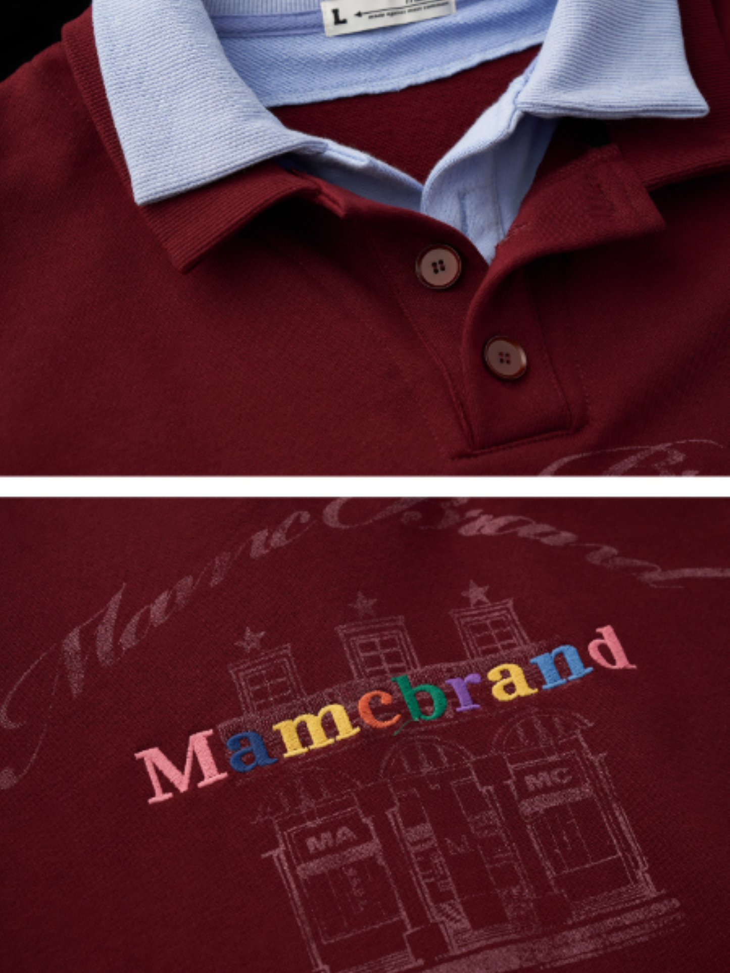 MAMC - Fake Two-Piece Buttoned Polo Sweatshirt WE823 - RED