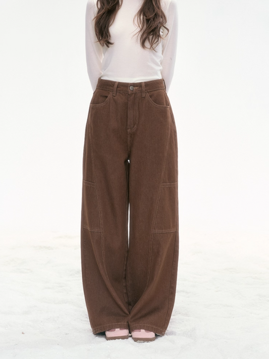 "Caramel Latte" Vintage Wide-Leg Pants – Brown LL2025313