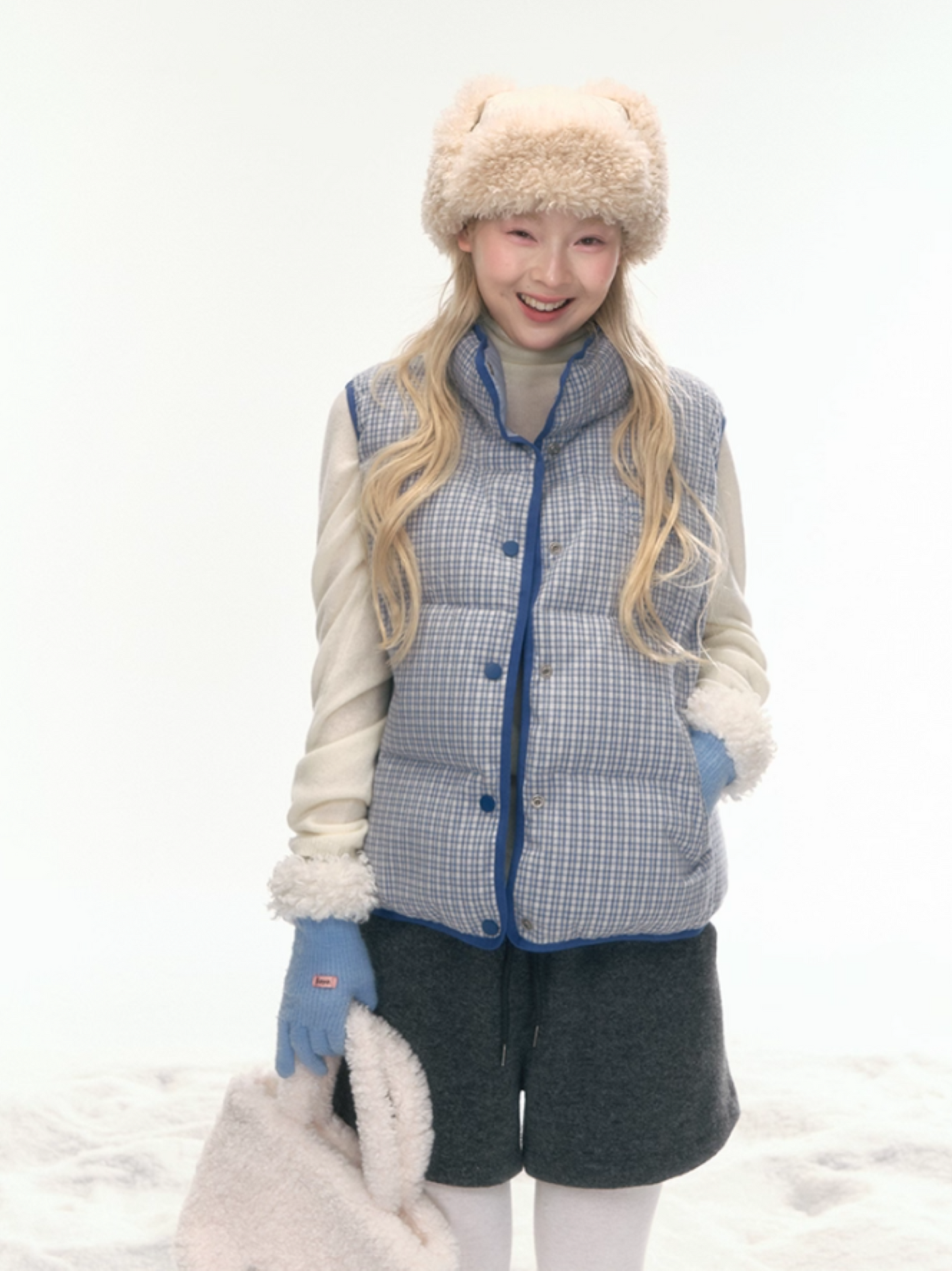 "Clear Sky Check Duo" Reversible Down Vest LL2025456