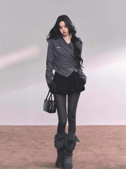 "澳区学妹" American Plaid Layered Long Sleeve Top