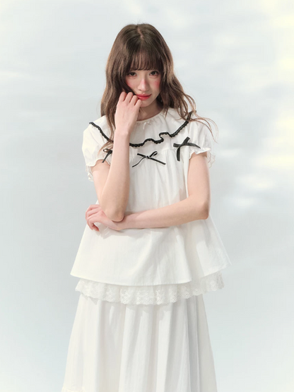 “Creamy Sweet Cocoa” Puff Sleeve Skirt Set SJ2026130