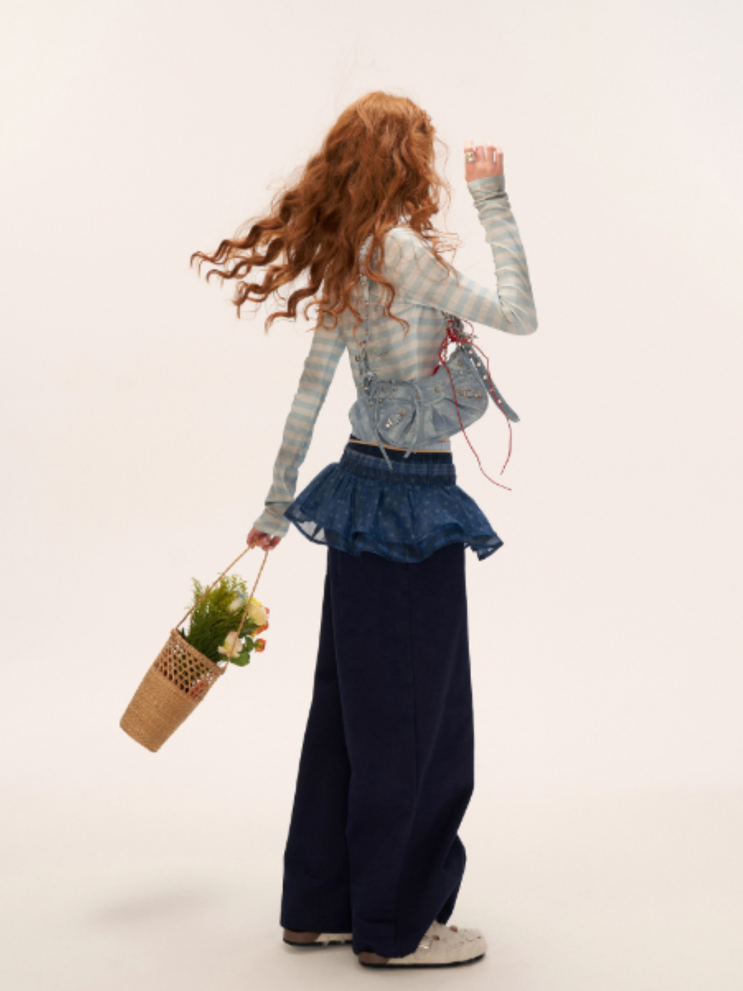 MAMC - Blue Layered Waist Wide-Leg Pants
