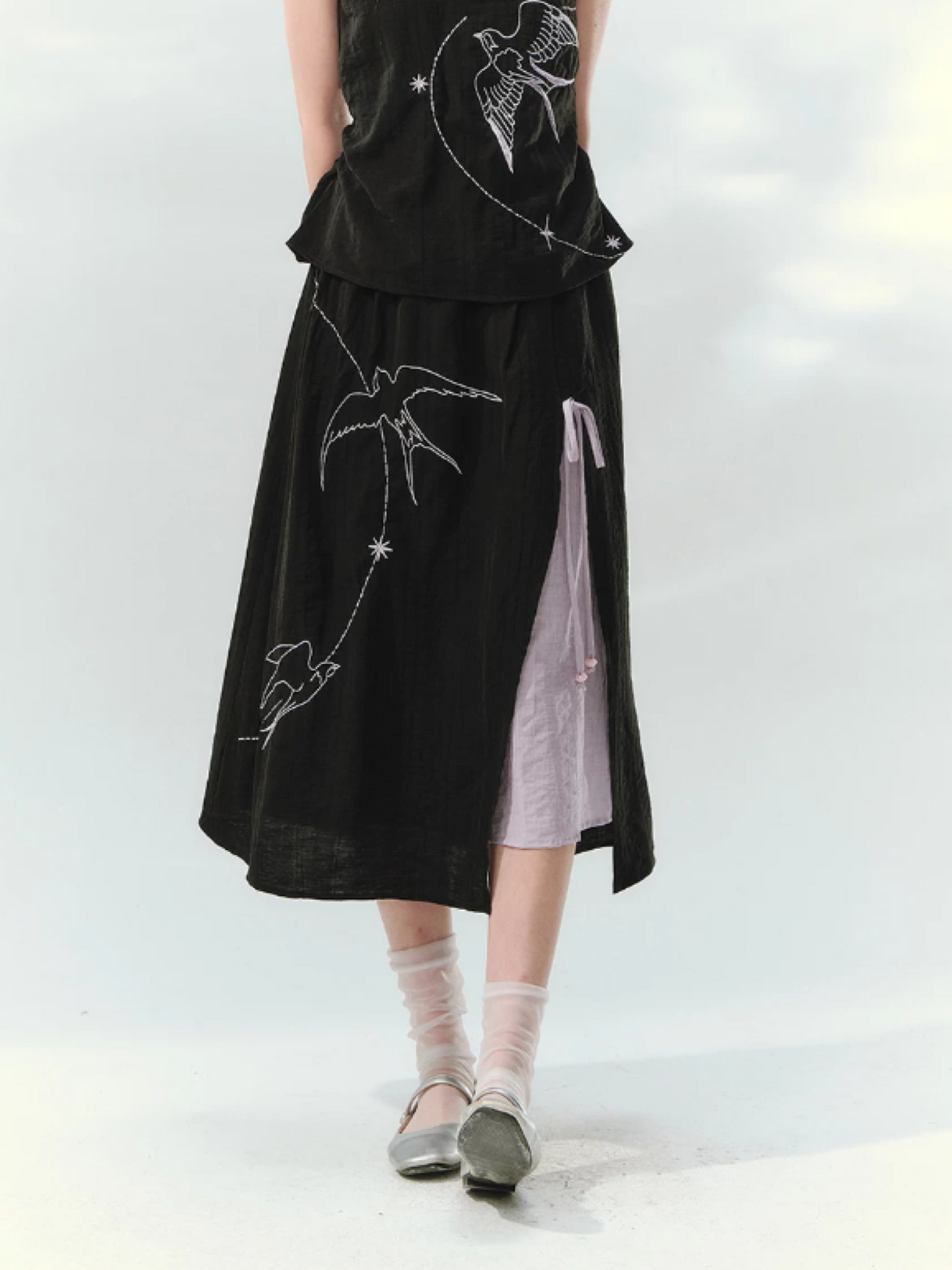 “Swallow Star Path” Modern Chinese Embroidered Skirt Set GZ2026167