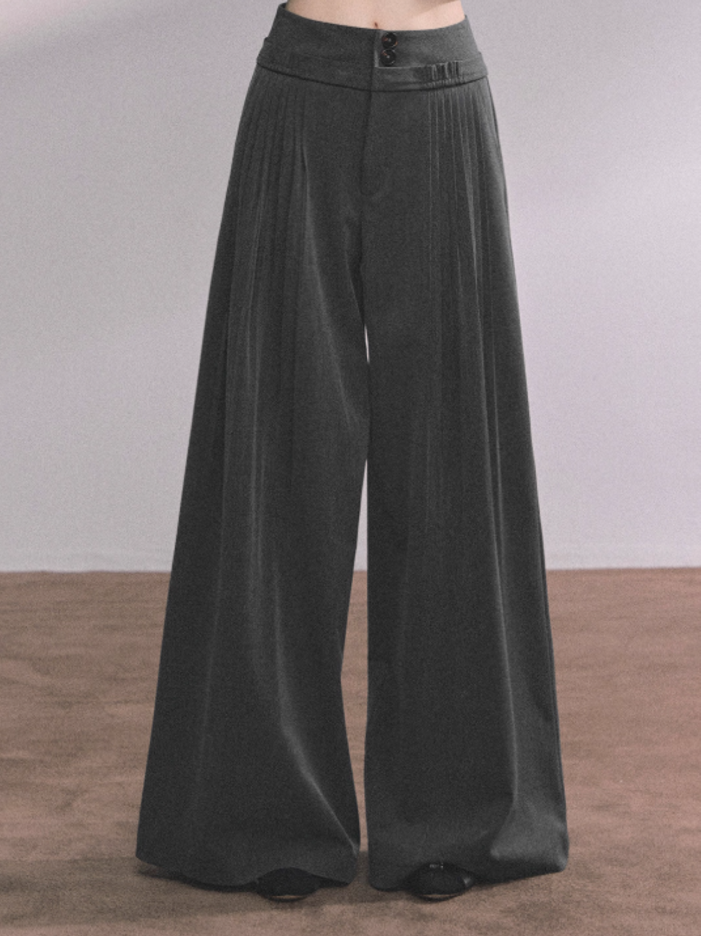 "垂感懒懒裤" American Relaxed Wide-Leg Trousers – Gray/ Coffee
