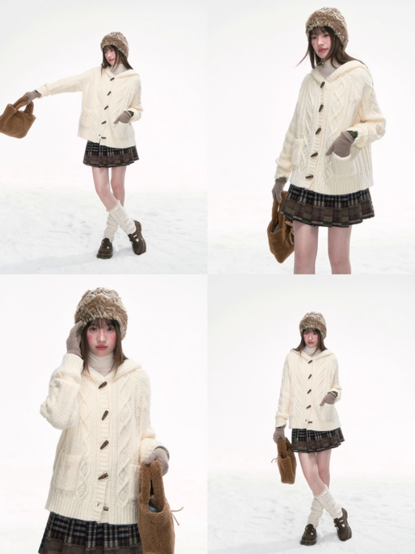 “Caramel Clouds” Hooded Cable Knit Cardigan LL2025280