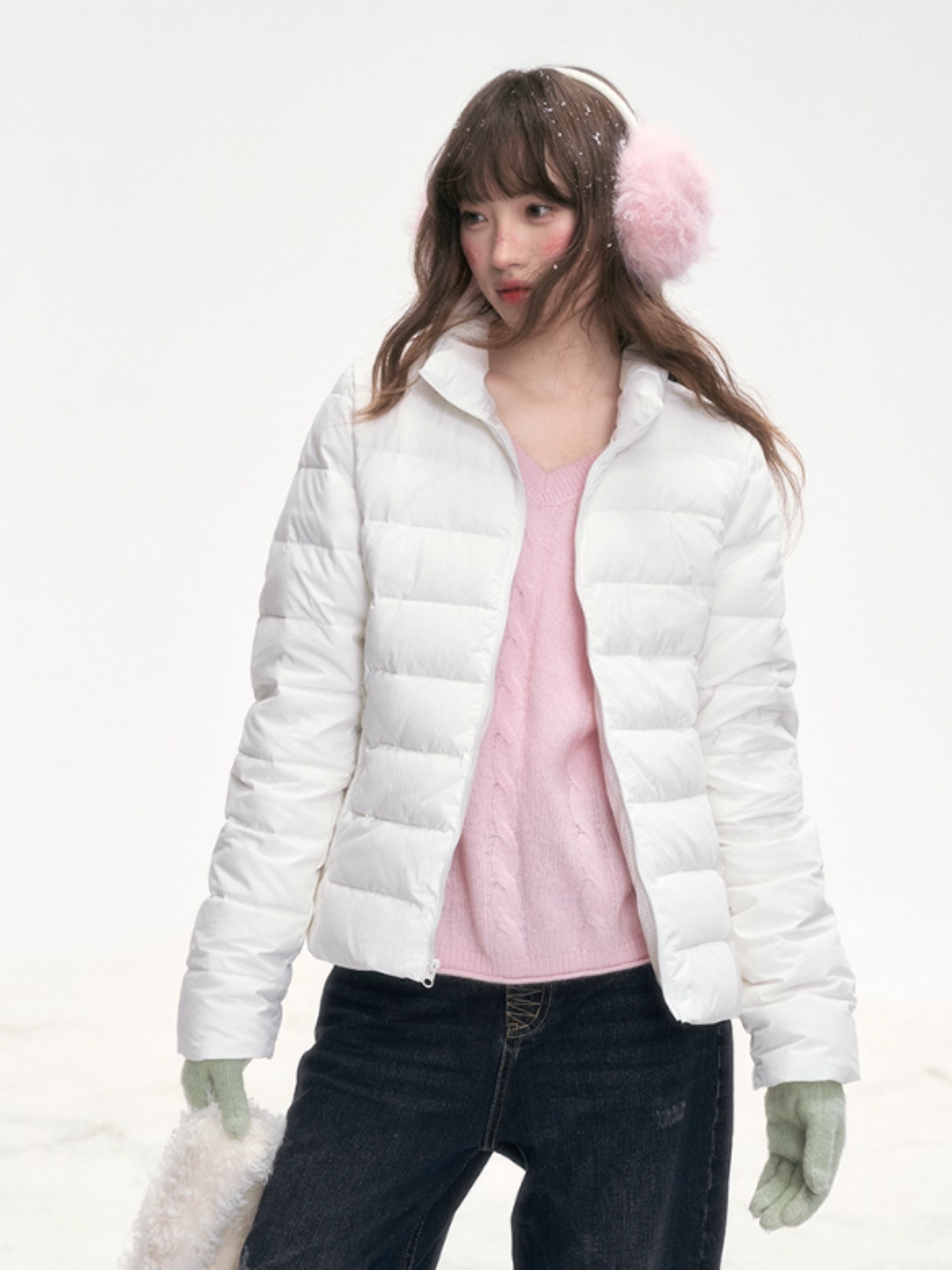 Basic-Warm 2.0 Graphene Ribbed Goose Down Jacket – White SJ2025323