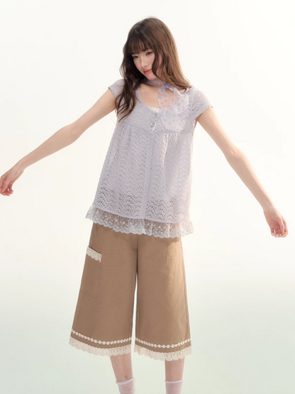 Ash Fir Crochet Lace Cardigan Set LL2026093