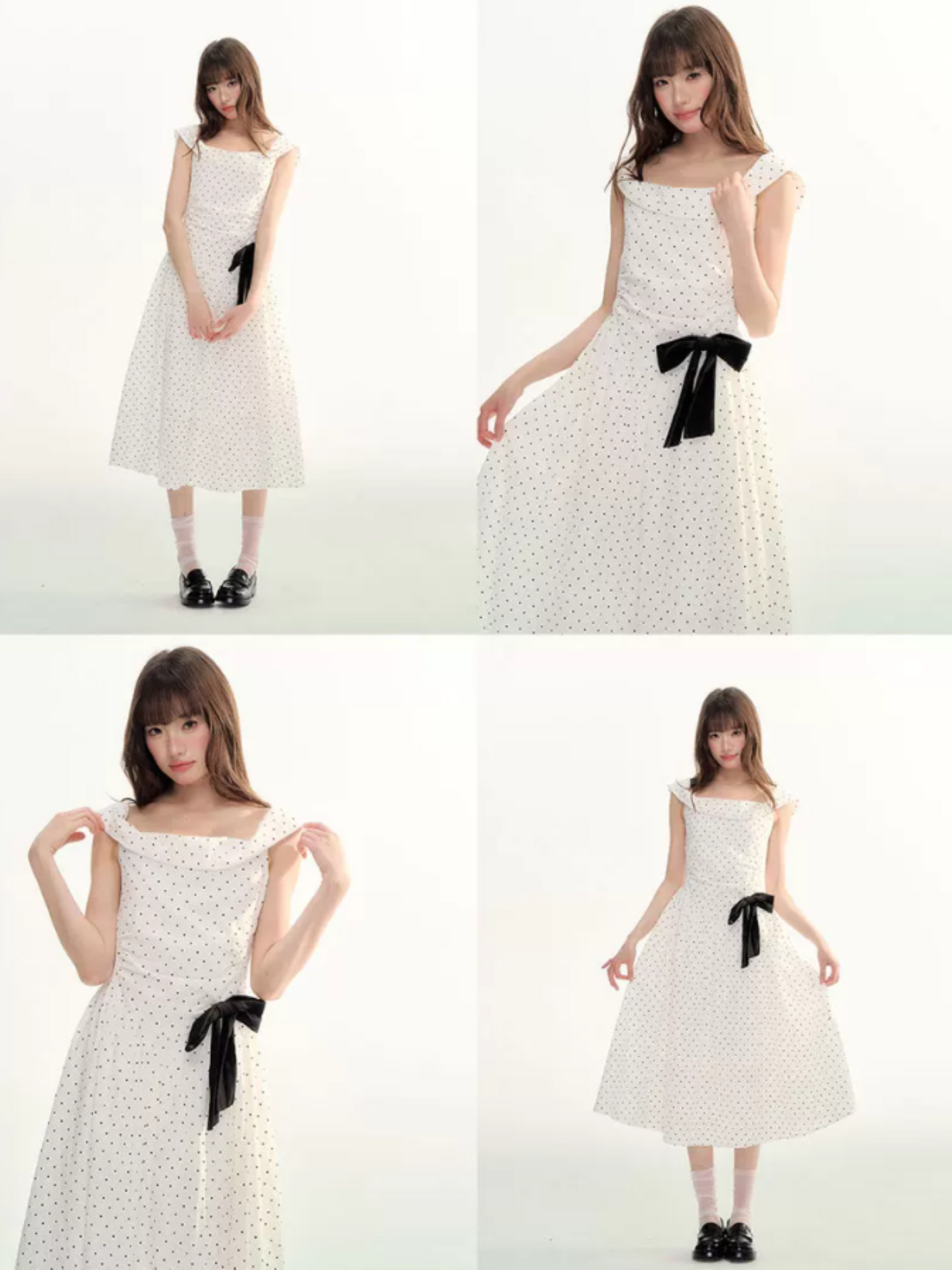 Polka Stardust Off-Shoulder Midi Dress LL2026097