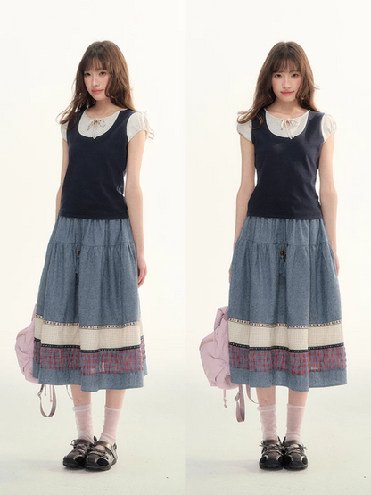 Boho Patchwork Tassel Maxi Skirt WW2026087