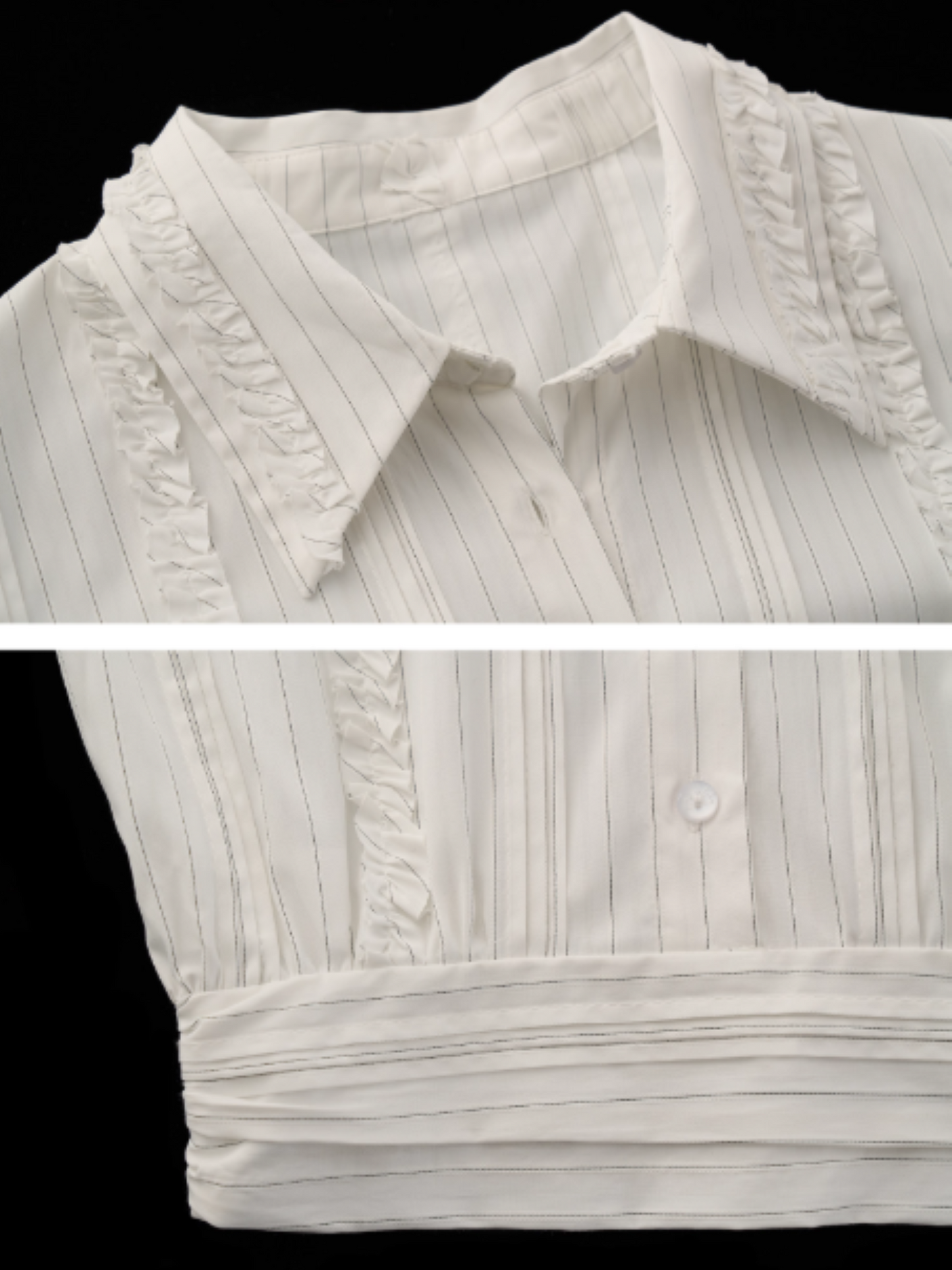 MAMC - Layered Striped Waist-Cinched White Shirt WE727