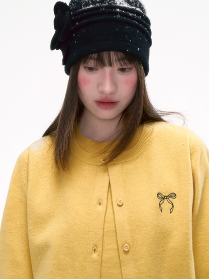 “Sweet Aura” Embroidered Layered-Look Knit Cardigan LL2025267