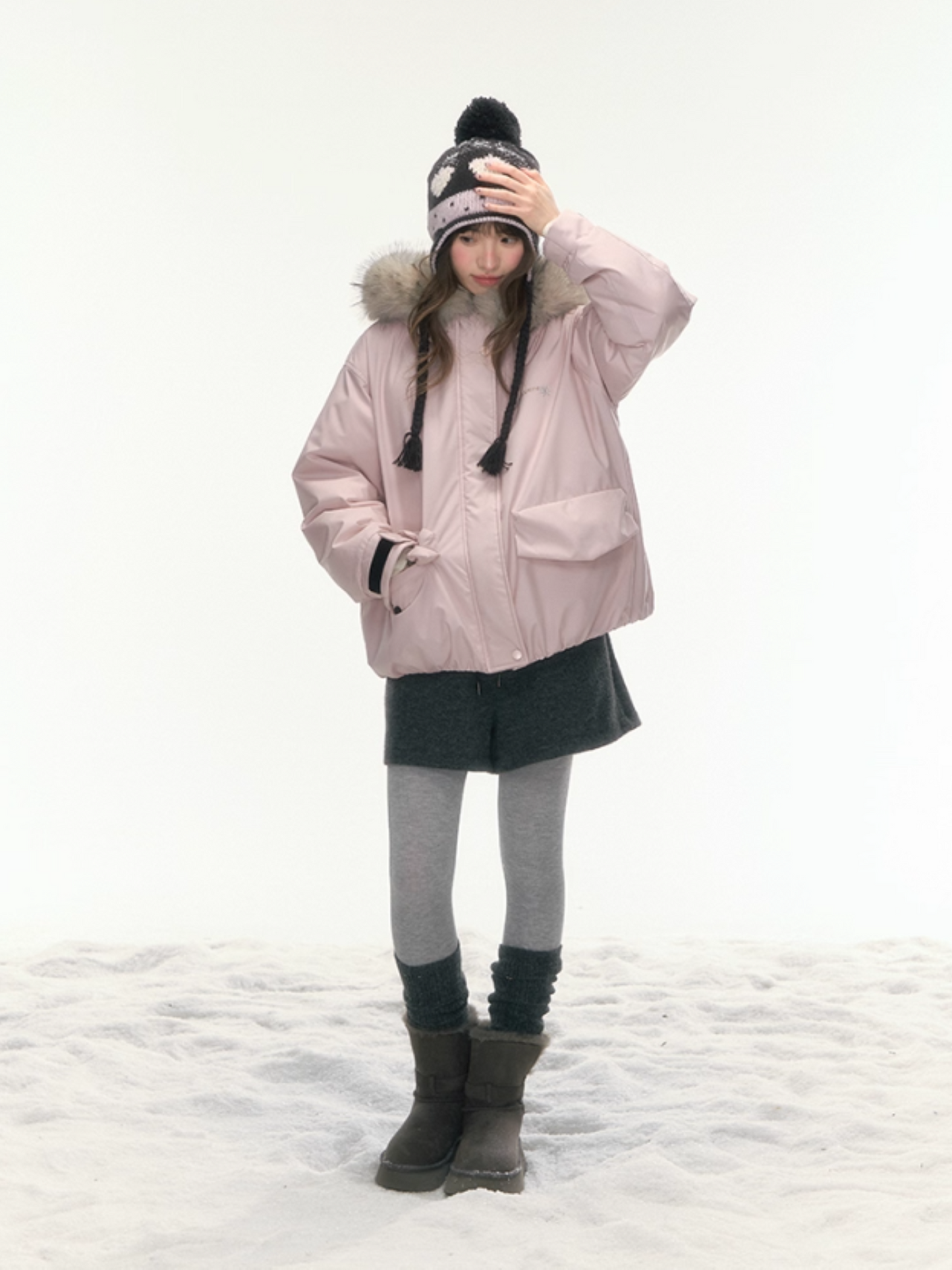 "Cloud Drift Guide" Cream Red Puff-Parka Down Coat LL2025441