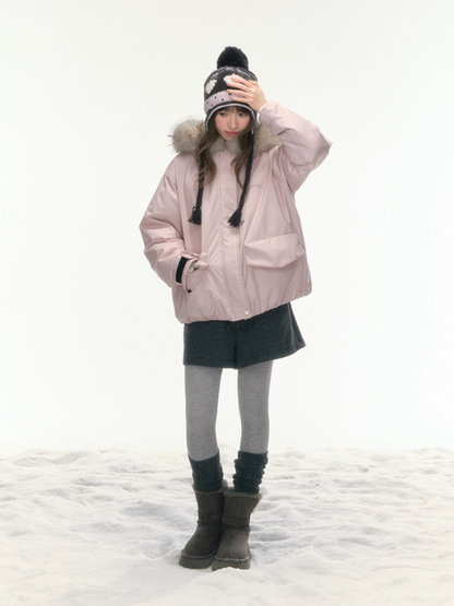 "Cloud Drift Guide" Cream Red Puff-Parka Down Coat LL2025441