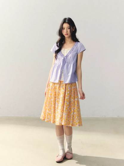 "Purple Haze Citrus" Lavender Plaid Blouse LL2026038