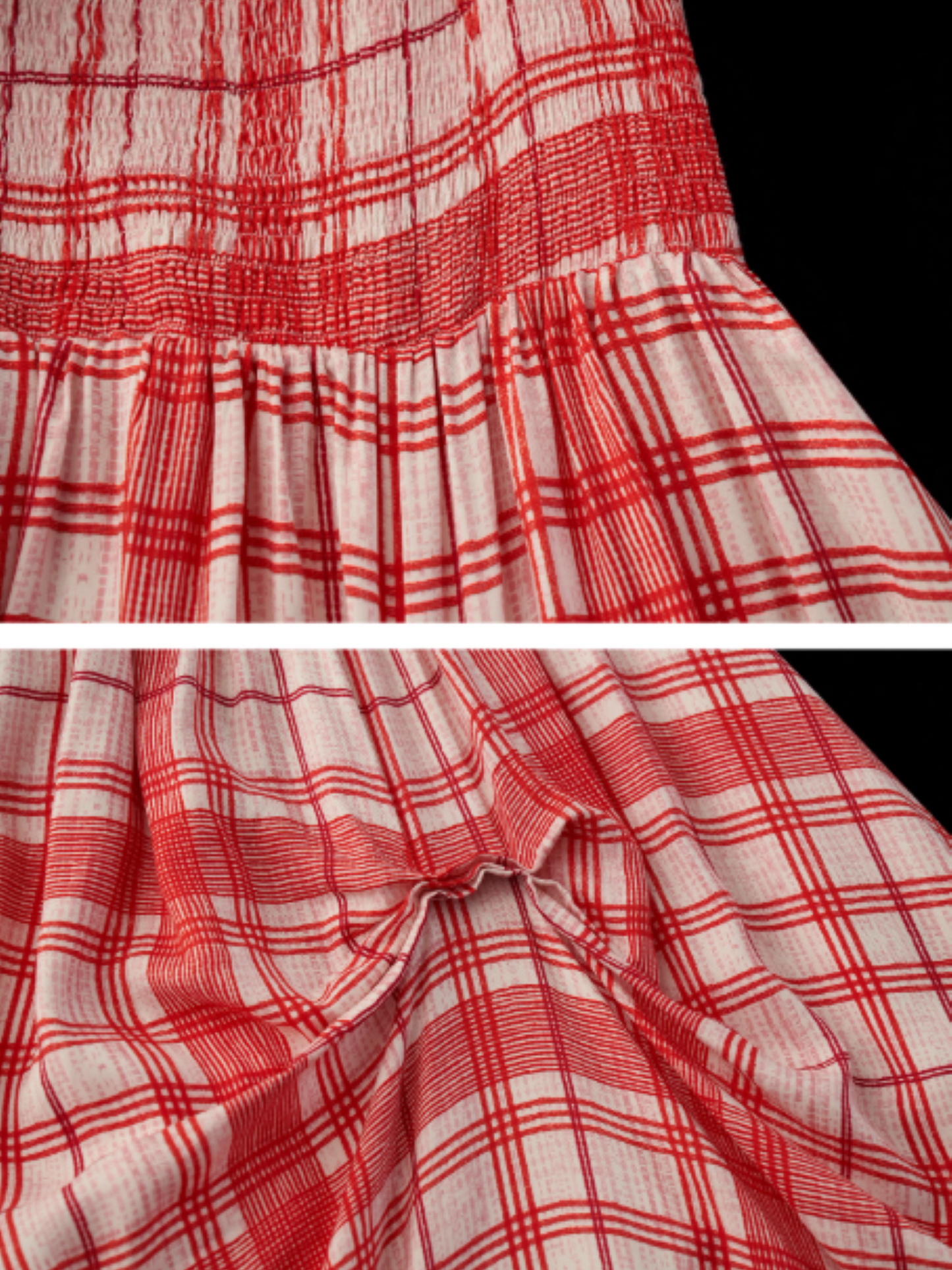 MAMC - Red Plaid Bow Maxi Dress – Off-Shoulder Waist-Cinched Vacation Outfit
