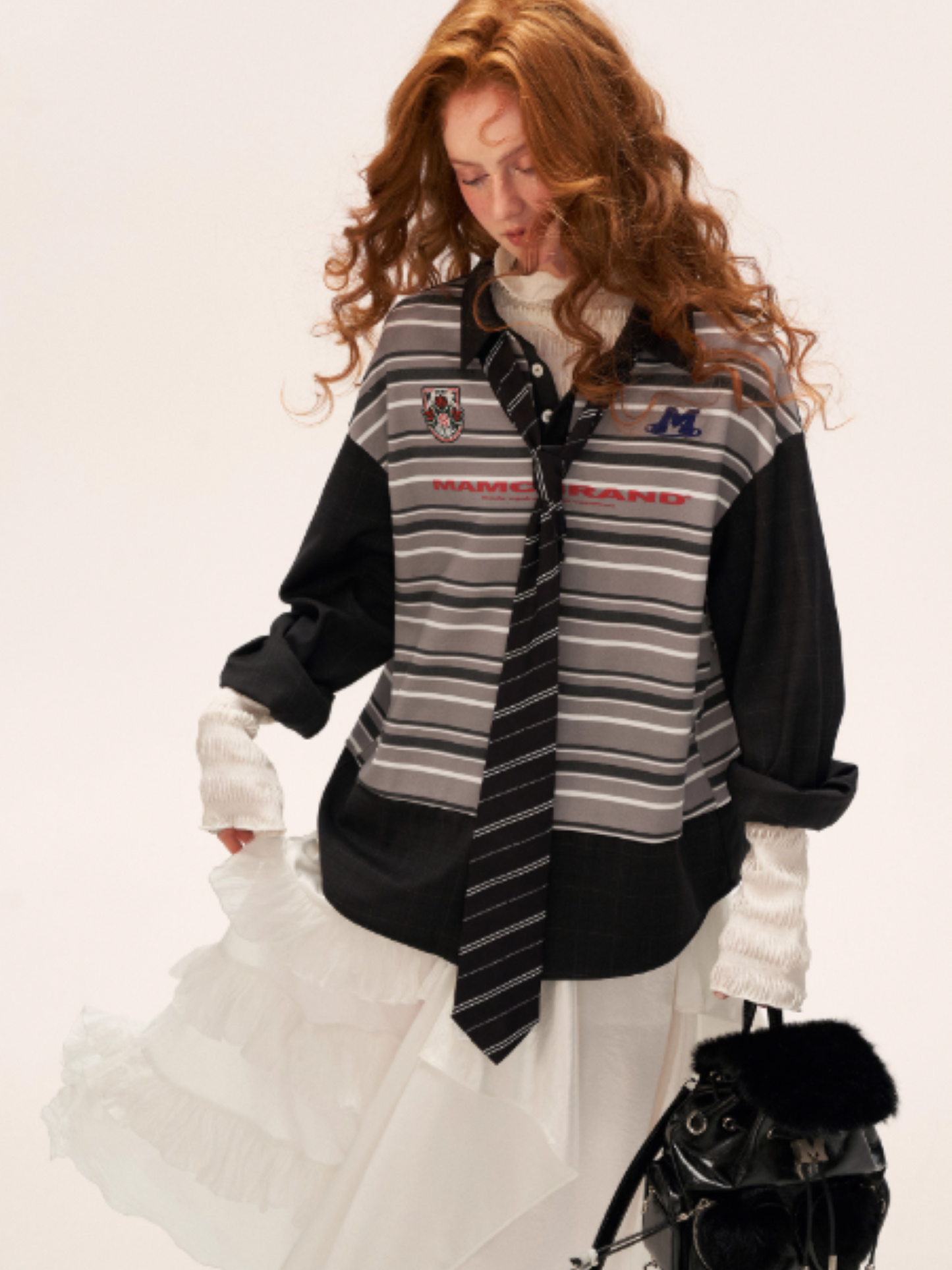 MAMC - Retro Striped Patchwork Polo Shirt WE810