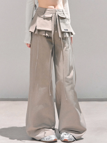 机能 “City Ease” Wide-Leg Trousers - LIGHT GRAY