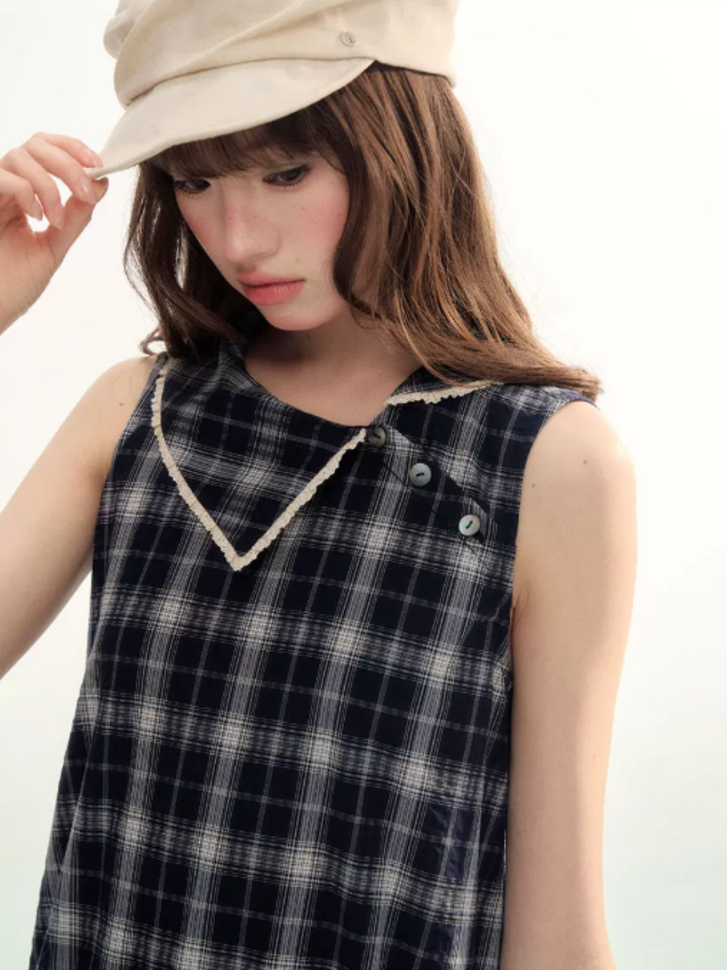 Blue Plaid Bubble Hem Dress  LL2026089