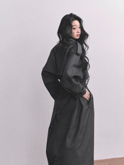 少也眼 Runway-Inspired French British Loose Trench Coat