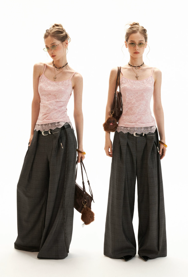 Floral Lace Trim Cami & Tie-Front Cardigan Set WE957