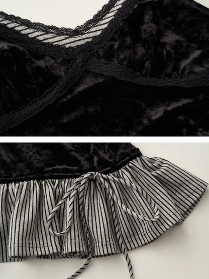 MAMC - Black Velvet Faux Two-Piece Tank Top