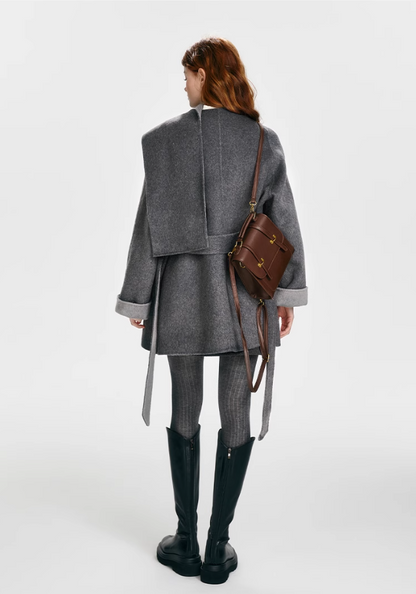 Grey Double-Sided Cap Coat
