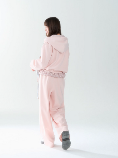 罐头士多所 - Pink Plaid Bow Hoodie & Jogger Set – Preppy Girl Matching Loungewear