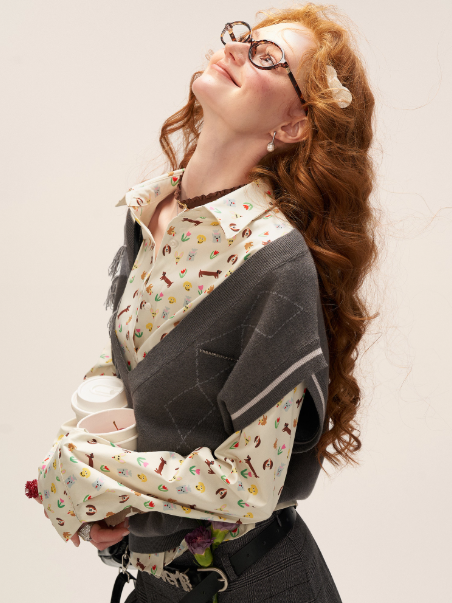 MAMC - Full Dog Print Long-Sleeve Shirt WE806