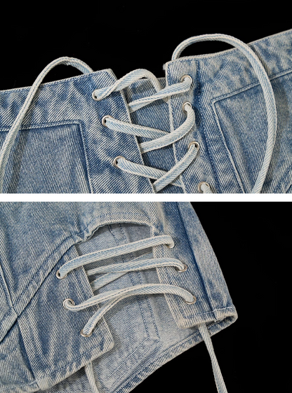 MAMC - Vintage Tie-Up Denim Shorts