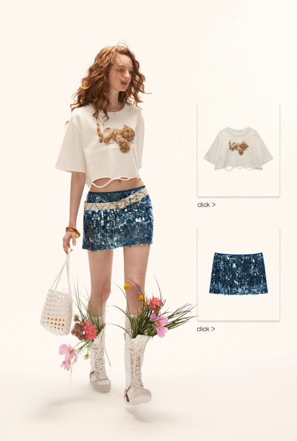 MAMC - "Icy Blue Shimmer" Sequin Layered Mini Skirt