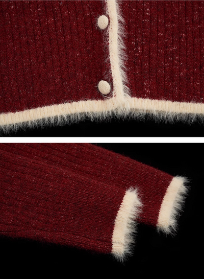 MAMC - Contrast Knit Sailor Collar Cardigan