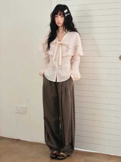DAILY ARTIST - Coffee Brown Vintage Pleated Balloon Trousers