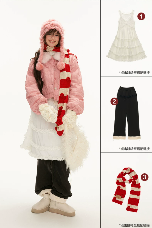 MAMC - Pink Quilted Faux Fur Bomber Jacket with Ribbon Detail