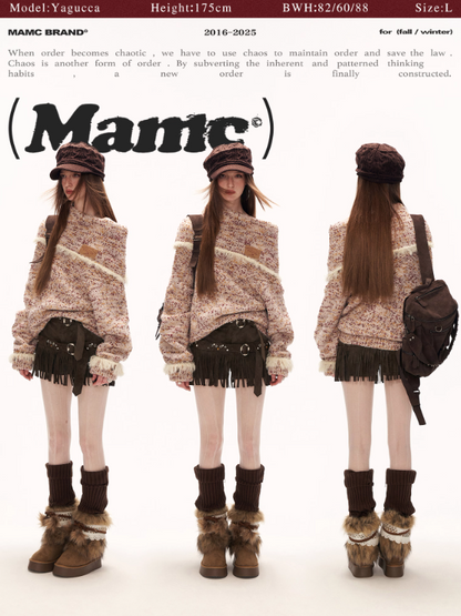 MAMC - American Retro Brown Suede Fringe Shorts WE859